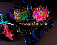 Bikini Dark Indy set completo — fascia mandala e slip con bordi frou frou
