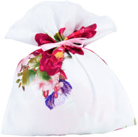 Bikini Eva set completo — fascia bianco con rose e slip laccetti annodabili