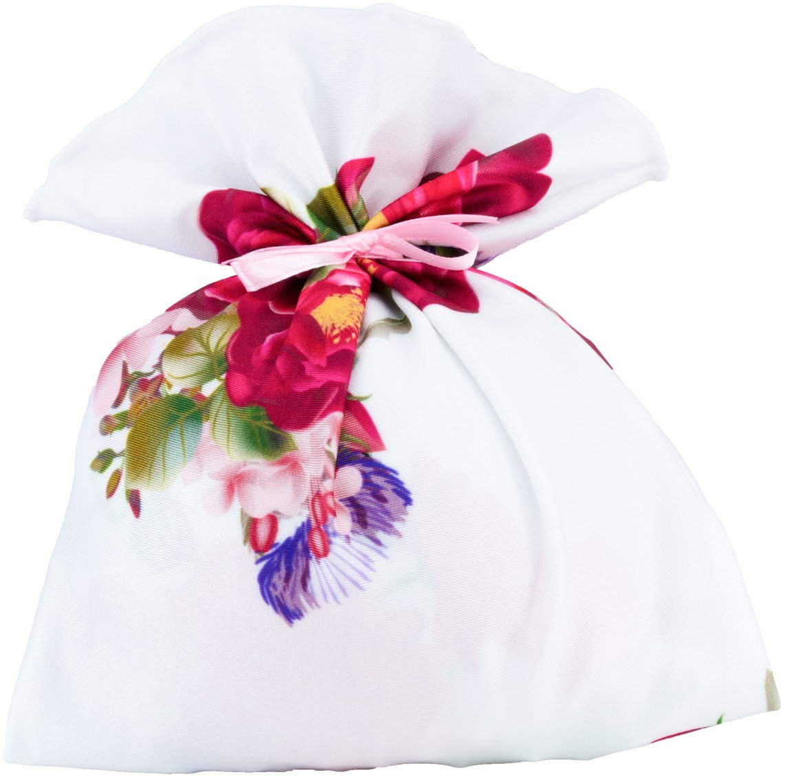 Bikini Eva set completo — fascia bianco con rose e slip laccetti annodabili