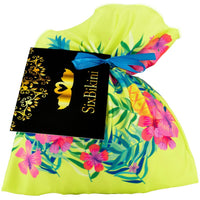 Bikini Exotic vista alternativa — stampa tropicale su giallo lime brillante