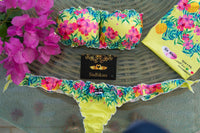 Bikini Exotic set completo — fascia tropicale e slip con laccetti annodabili